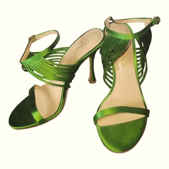 Imagine Vince Camuto Raim Satin  Ankle Strap Green Women's Sandals Sz 7 1/2M/38 - Picture 2 of 10